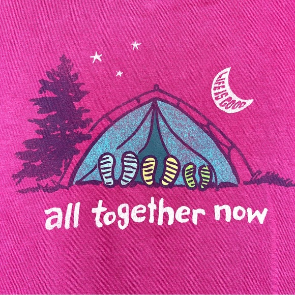 ποΈ Life is Good t-shirt, V-neck, 100% cotton, dark pink/fuchsia, camping theme - Picture 4 of 9